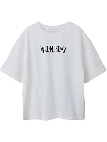 Name it wednesday t-shirt wit voor meisjes