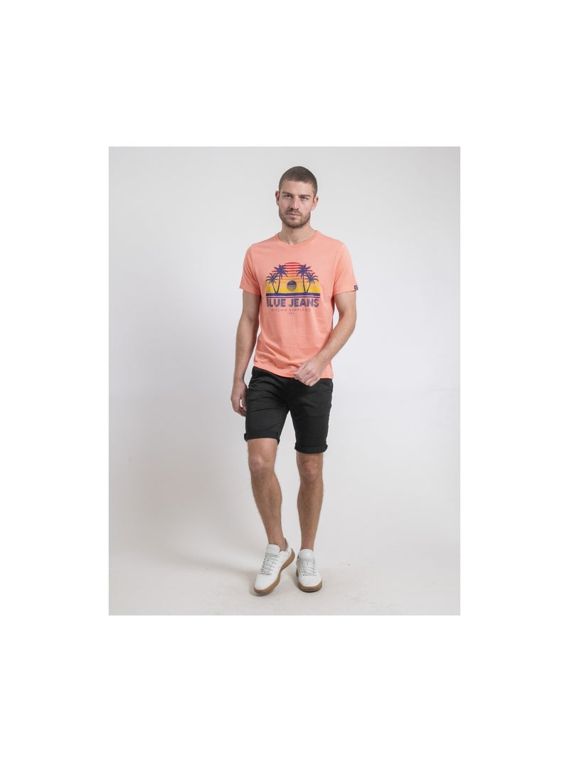 Napour t-shirt met ronde hals van puur katoen Koraaloranje - Kiabi