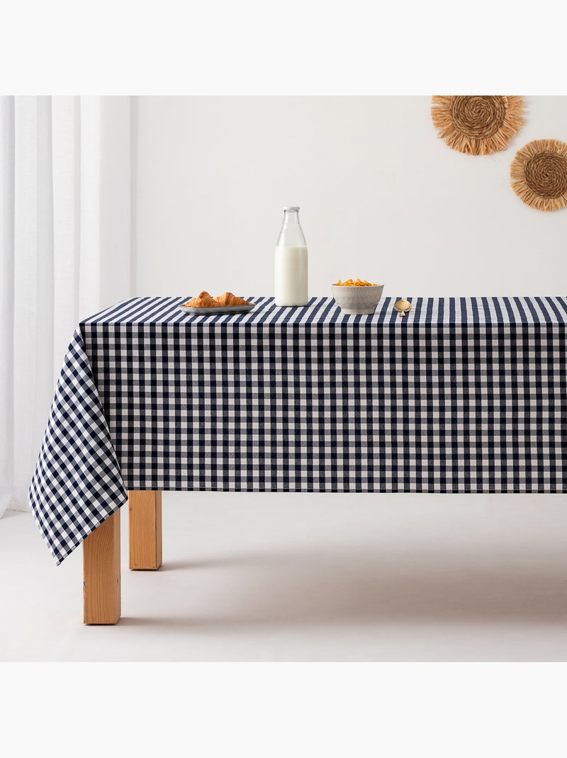 Nappe anti-taches à carreaux vichy, tissée, toucher textile - Gamusi. Bleu marine - Kiabi