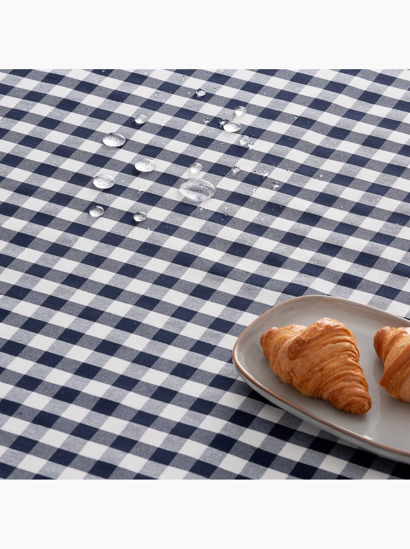 Nappe anti-taches à carreaux vichy, tissée, toucher textile - Gamusi. Bleu marine - Kiabi