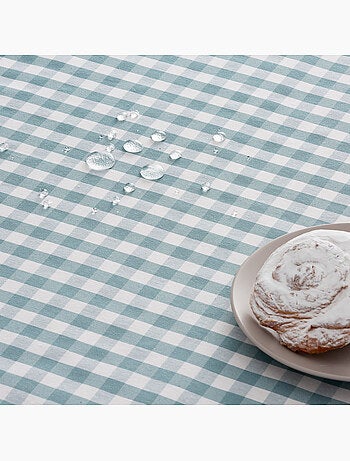 Nappe anti-taches à carreaux vichy, tissée, toucher textile - Gamusi.