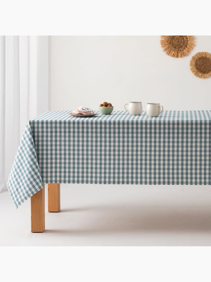 Nappe anti-taches à carreaux vichy, tissée, toucher textile - Gamusi. Bleu turquoise - Kiabi
