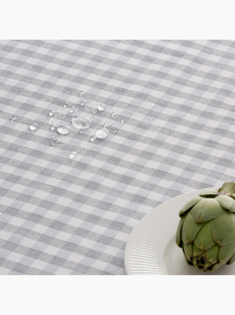 Nappe anti-taches à carreaux vichy, tissée, toucher textile - Gamusi. Gris clair - Kiabi