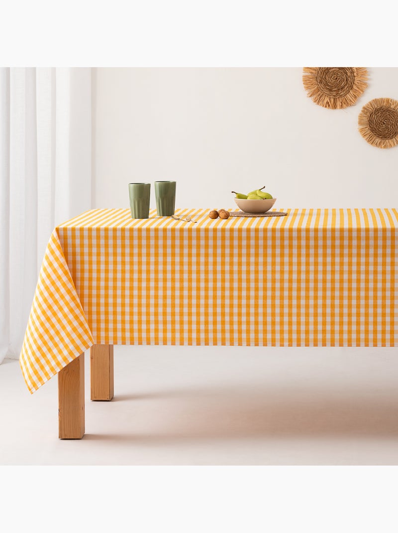 Nappe anti-taches à carreaux vichy, tissée, toucher textile - Gamusi. Jaune - Kiabi