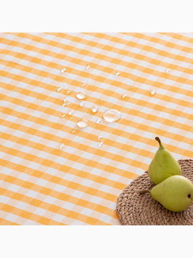 Nappe anti-taches à carreaux vichy, tissée, toucher textile - Gamusi. Jaune - Kiabi