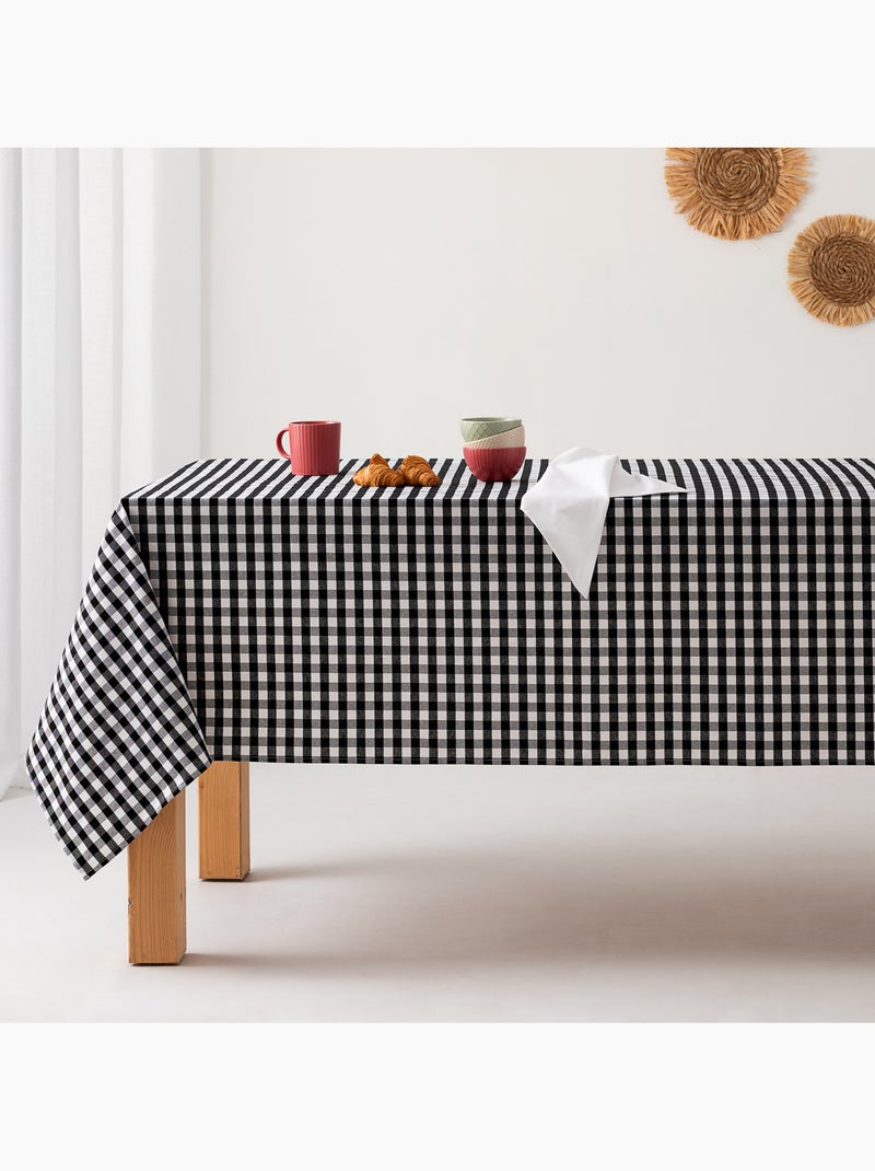 Nappe anti-taches à carreaux vichy, tissée, toucher textile - Gamusi. Noir - Kiabi
