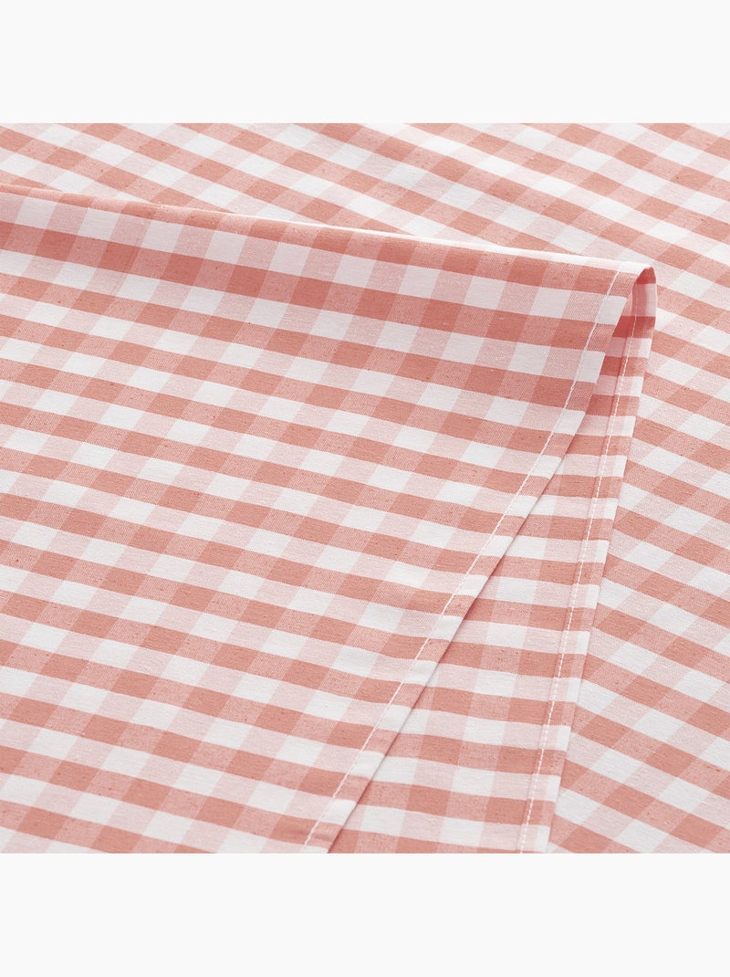 Nappe anti-taches à carreaux vichy, tissée, toucher textile - Gamusi. Rose saumon - Kiabi