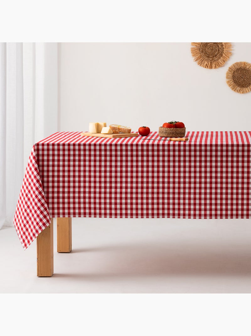 Nappe anti-taches à carreaux vichy, tissée, toucher textile - Gamusi. Rouge - Kiabi