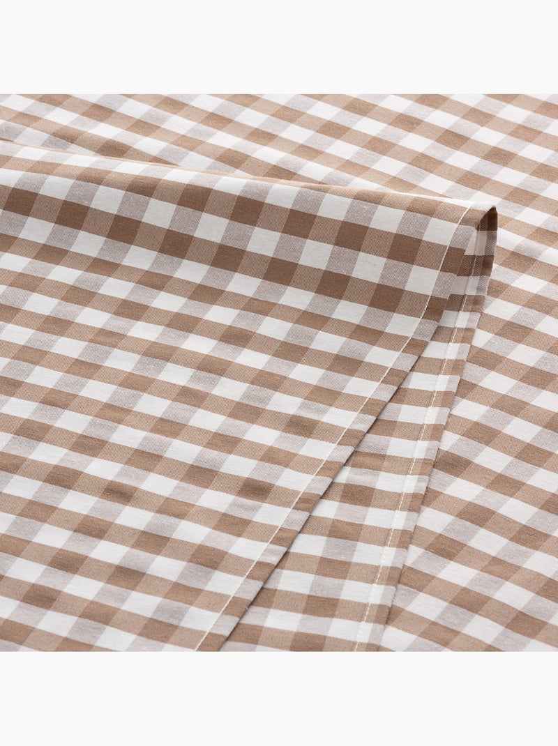 Nappe anti-taches à carreaux vichy, tissée, toucher textile - Gamusi. Taupe - Kiabi