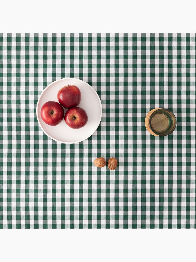 Nappe anti-taches à carreaux vichy, tissée, toucher textile - Gamusi. Vert - Kiabi