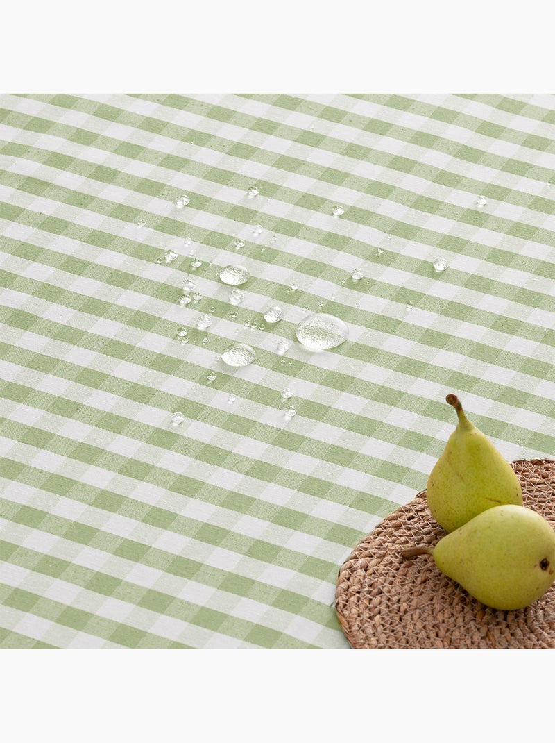Nappe anti-taches à carreaux vichy, tissée, toucher textile - Gamusi. Vert olive - Kiabi
