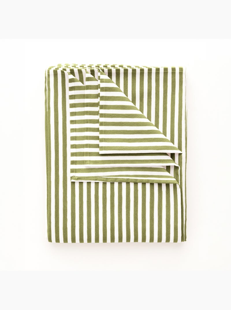 Nappe anti-taches en coton à fines rayures - gamusi. Vert - Kiabi