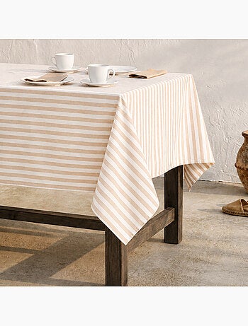 Nappe anti-taches en coton à larges rayures - gamusi.