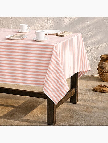Nappe anti-taches en coton à larges rayures - gamusi.