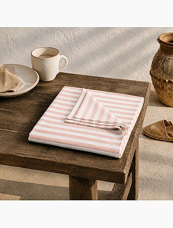 Nappe anti-taches en coton à larges rayures - gamusi.