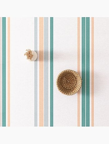 Nappe anti-taches en coton, motif à larges rayures, tombé naturel, effet tissu - Gamusi.