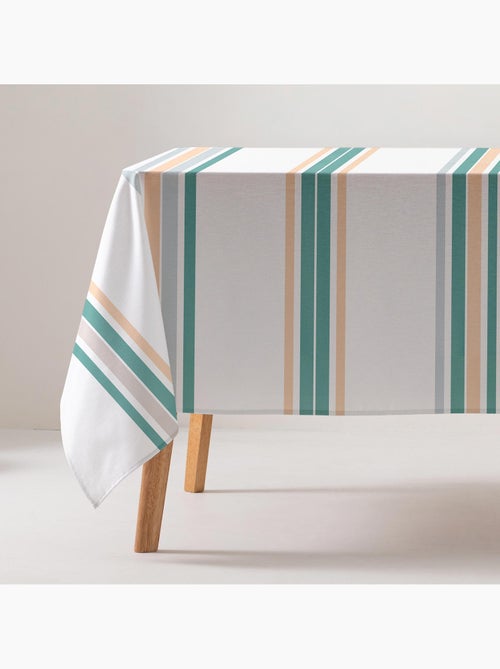 Nappe anti-taches en coton, motif à larges rayures, tombé naturel, effet tissu - Gamusi. - Kiabi