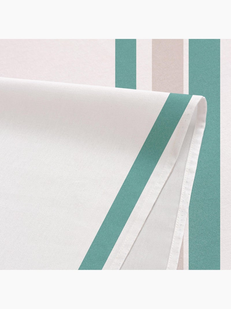 Nappe anti-taches en coton, motif à larges rayures, tombé naturel, effet tissu - Gamusi. Vert sauge/Blanc cassé/Sable - Kiabi