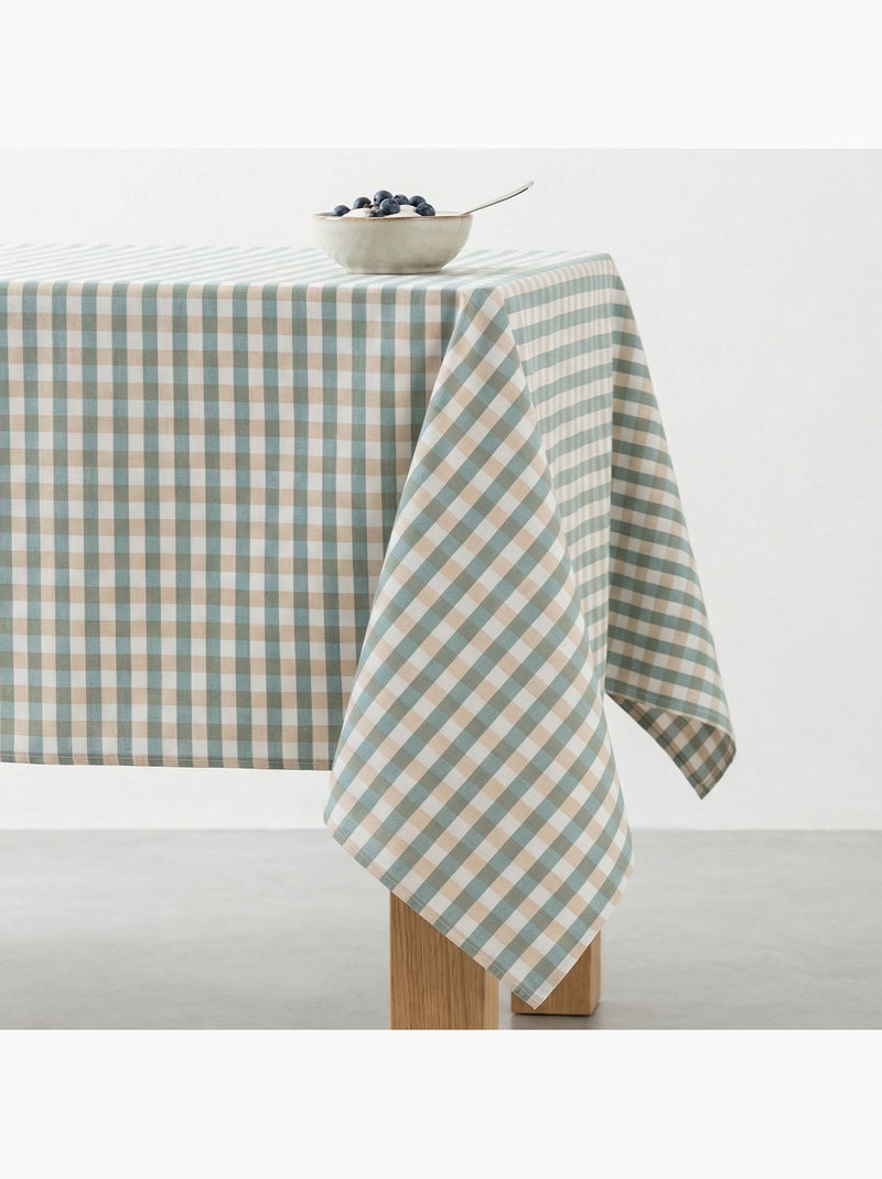 Nappe antitache à carreaux vichy. Coton tissé, toucher naturel - Gamusi. Bleu - Kiabi
