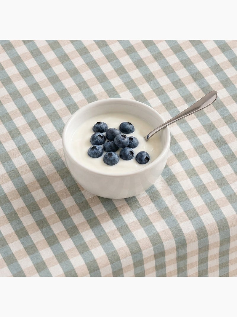 Nappe antitache à carreaux vichy. Coton tissé, toucher naturel - Gamusi. Bleu - Kiabi