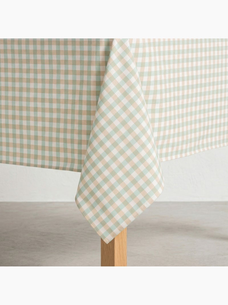 Nappe antitache à carreaux vichy. Coton tissé, toucher naturel - Gamusi. Bleu turquoise - Kiabi