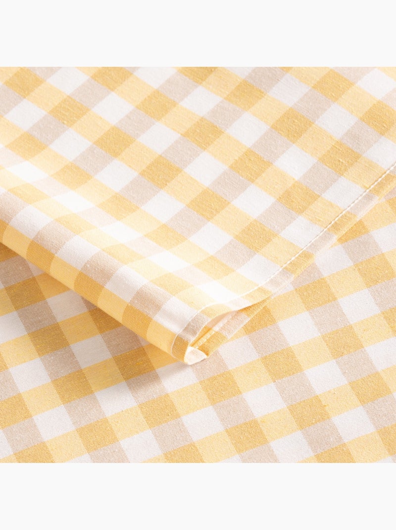 Nappe antitache à carreaux vichy. Coton tissé, toucher naturel - Gamusi. Jaune - Kiabi