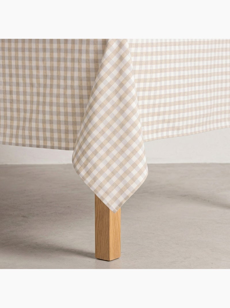 Nappe antitache à carreaux vichy. Coton tissé, toucher naturel - Gamusi. Ocre - Kiabi
