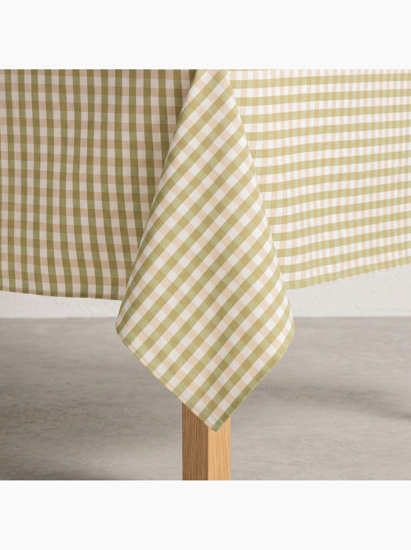 Nappe antitache à carreaux vichy. Coton tissé, toucher naturel - Gamusi. Vert clair - Kiabi
