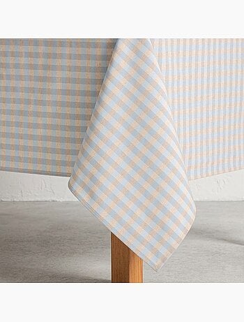 Nappe antitache à carreaux vichy. Mélange de coton et lin tissé, toucher naturel - Gamusi.