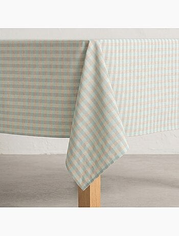 Nappe antitache à carreaux vichy. Mélange de coton et lin tissé, toucher naturel - Gamusi.