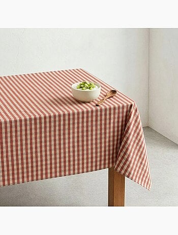 Nappe antitache à carreaux vichy. Mélange de coton et lin tissé, toucher naturel - Gamusi.
