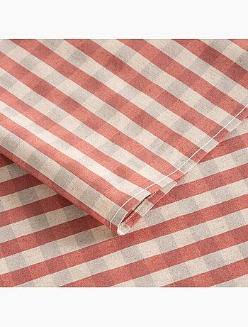 Nappe antitache à carreaux vichy. Mélange de coton et lin tissé, toucher naturel - Gamusi.