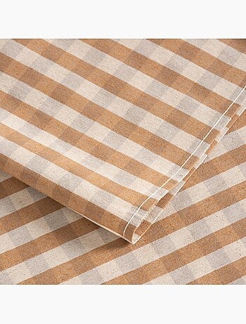 Nappe antitache à carreaux vichy. Mélange de coton et lin tissé, toucher naturel - Gamusi.