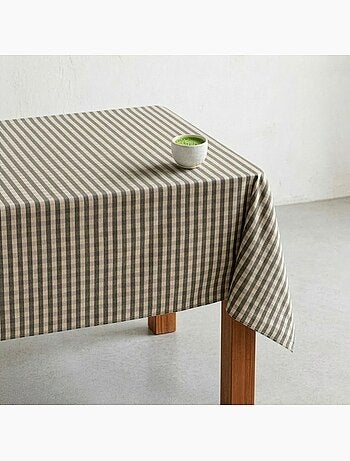 Nappe antitache à carreaux vichy. Mélange de coton et lin tissé, toucher naturel - Gamusi.