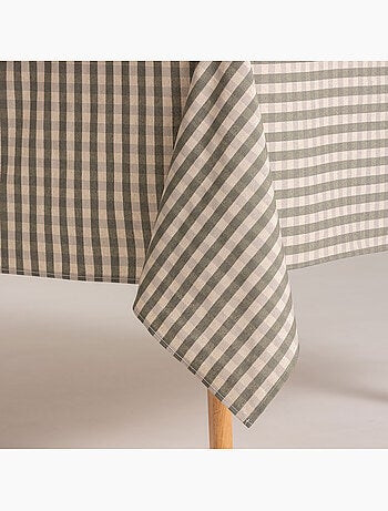 Nappe antitache à carreaux vichy. Mélange de coton et lin tissé, toucher naturel - Gamusi.