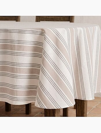 Nappe antitache à rayures multiples, toucher et tombé naturels - Gamusi.