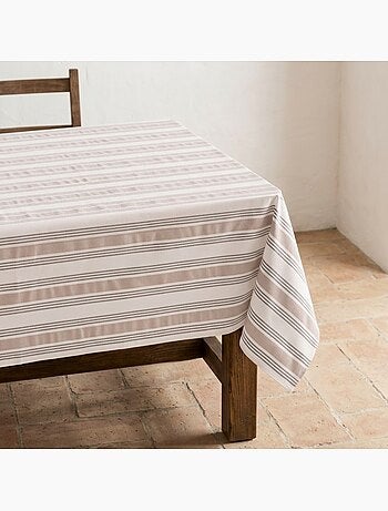 Nappe antitache à rayures multiples, toucher et tombé naturels - Gamusi.