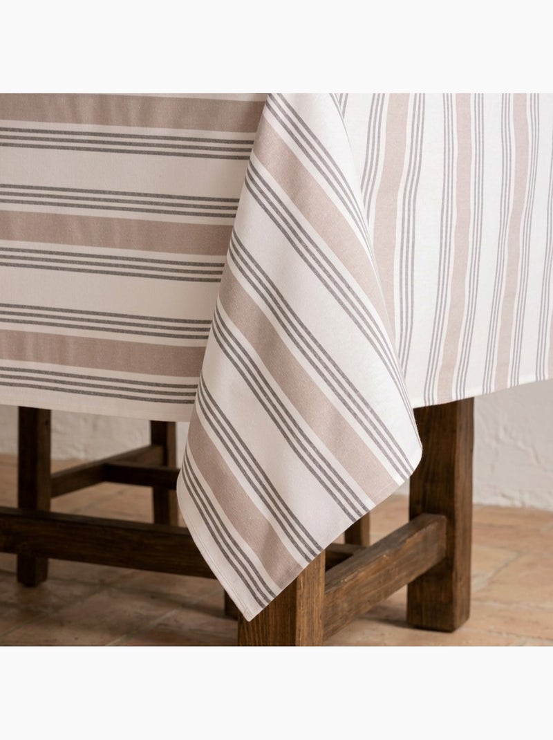 Nappe antitache à rayures multiples, toucher et tombé naturels - Gamusi. Taupe - Kiabi