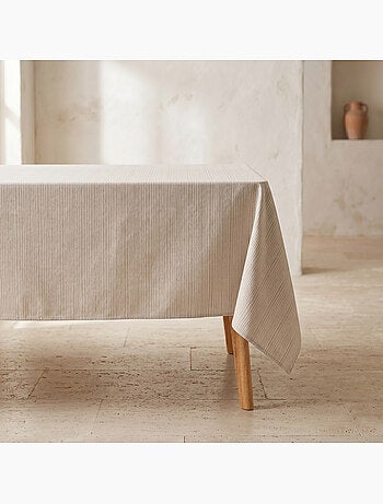 Nappe antitache avec tissu texturé à fines rayures - Gamusi.