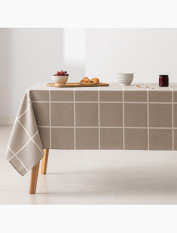 Nappe antitache avec tissu texturé, motif à grands carreaux - Gamusi.