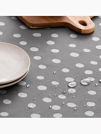 Nappe antitache avec tissu texturé, motif à pois - Gamusi.