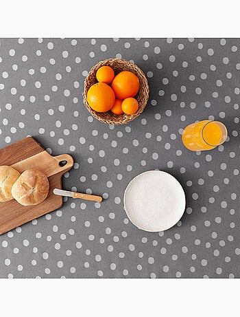 Nappe antitache avec tissu texturé, motif à pois - Gamusi.