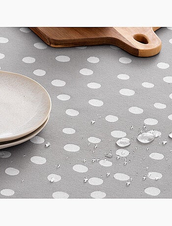 Nappe antitache avec tissu texturé, motif à pois - Gamusi.