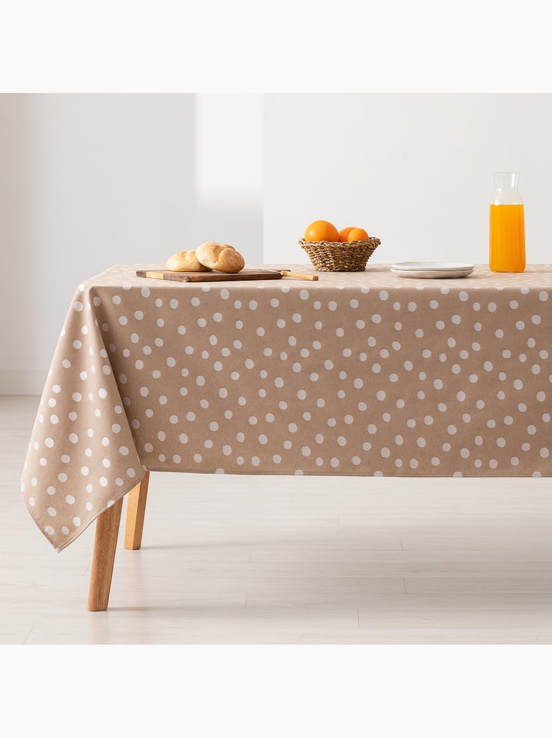 Nappe antitache avec tissu texturé, motif à pois - Gamusi. Taupe - Kiabi