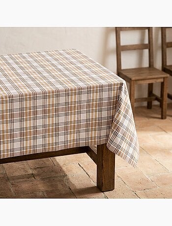Nappe antitache motif tartan, toucher et tombé naturels - Gamusi.