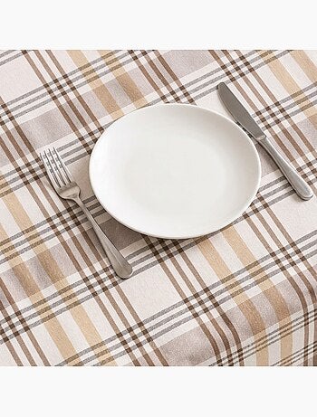 Nappe antitache motif tartan, toucher et tombé naturels - Gamusi.