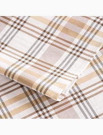 Nappe antitache motif tartan, toucher et tombé naturels - Gamusi.