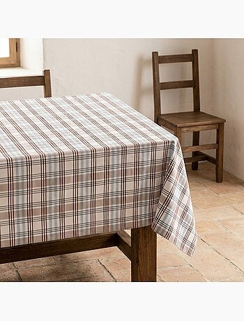 Nappe antitache motif tartan, toucher et tombé naturels - Gamusi.