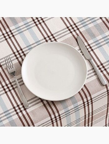 Nappe antitache motif tartan, toucher et tombé naturels - Gamusi.