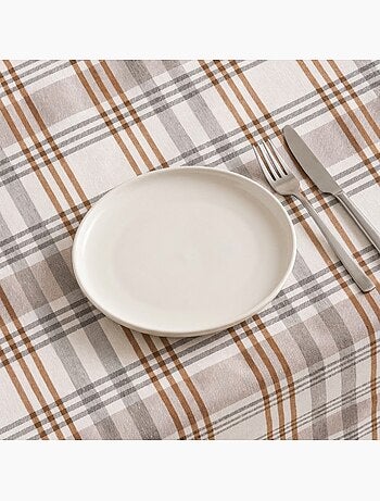 Nappe antitache motif tartan, toucher et tombé naturels - Gamusi.